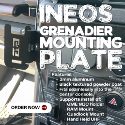 Ineos Grenadier Mounting plate for Quad lock, RAM Mounts and Hand Held UHF